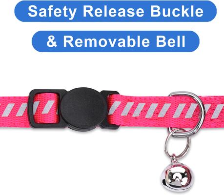 Show full view: Pawtitas Traffic Personalized Reflective Breakaway Cat Collar, Pink, X-Small: 8 to 12-in neck, 3/8-in wide slide 7 of 10