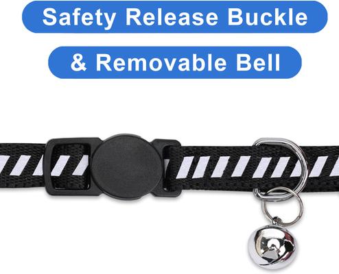 Show full view: Pawtitas Traffic Personalized Reflective Breakaway Cat Collar, Black, X-Small: 8 to 12-in neck, 3/8-in wide slide 8 of 11