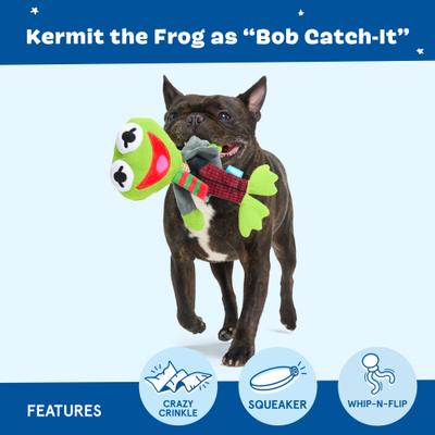 Show full view: BARK Kermit the Frog as Bob Catch-It Squeaky Plush Dog Toy, Medium/Large slide 3 of 6