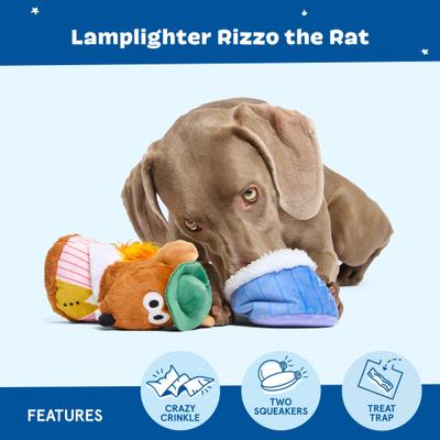 Show full view: BARK Lamplighter Rizzo the Rat Squeaky Treat Dispensing Dog Toy, Medium/Large slide 3 of 7