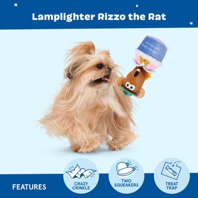 Show full view: BARK Lamplighter Rizzo the Rat Squeaky Treat Dispensing Dog Toy, Small slide 3 of 7