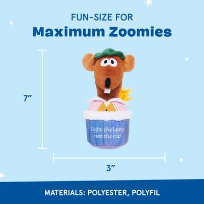 Show full view: BARK Lamplighter Rizzo the Rat Squeaky Treat Dispensing Dog Toy, Small slide 2 of 7