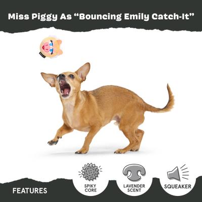 Show full view: BARK Miss Piggy as Bouncing Emily Catch-it Squeaky Dog Chew Toy, Small slide 3 of 6
