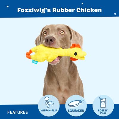 Show full view: BARK Fozziwigs Rubber Chicken Squeaky Dog Chew Toy, Medium/Large slide 3 of 6