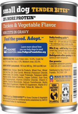 Show full view: Pedigree Tender Bites in Gravy, Chicken & Vegetable Flavor Adult Canned Wet Dog Food, 13.2-oz can, case of 12 slide 3 of 11