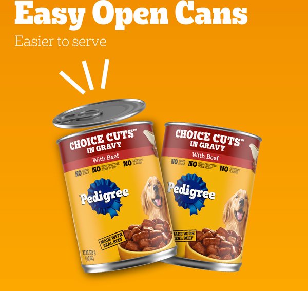 Show full view: Pedigree Choice Cuts In Gravy Canned Soft Wet Dog Food, with Beef, 13.2-oz. cans, bundle of 2 slide 9 of 12