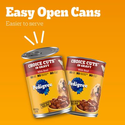 Show full view: Pedigree Choice Cuts In Gravy Canned Soft Wet Dog Food, 13.2-oz can, bundle of 24  slide 9 of 12