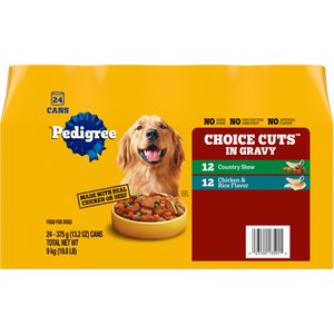 Pedigree Choice Cuts in Gravy Country Stew & Chicken & Rice Flavor Adult Canned Wet Dog Food Variety Pack, 13.2-oz, case of 24
