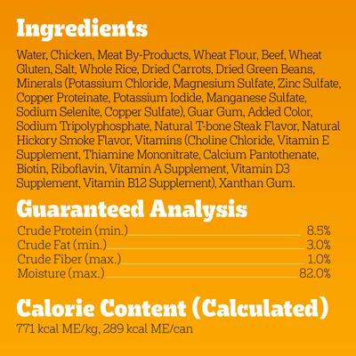Show full view: Pedigree Choice Cuts in Gravy Steak & Vegetable Flavor Adult Canned Wet Dog Food, 13.2-oz can, bundle of 24  slide 7 of 12