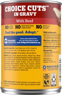 Show full view: Pedigree Choice Cuts In Gravy with Beef Canned Soft Wet Dog Food, 22-oz, case of 12 slide 3 of 12