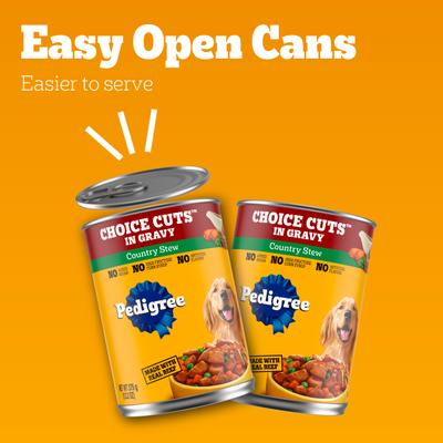 Show full view: Pedigree Choice Cuts in Gravy Country Stew Adult Canned Wet Dog Food, 13.2-oz can, bundle of 24  slide 9 of 12