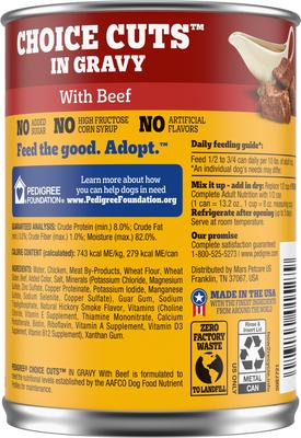 Show full view: Pedigree Choice Cuts In Gravy, with Beef + Beef & Country Stew Canned Soft Wet Dog Food Variety Pack slide 4 of 9