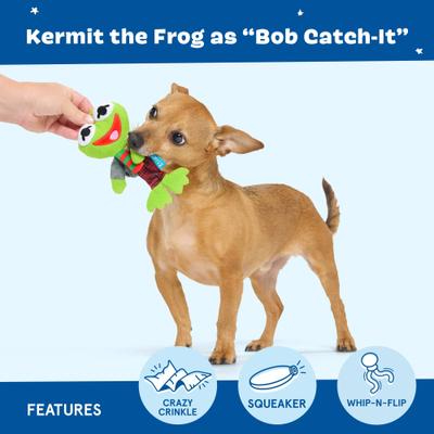 Show full view: BARK Kermit the Frog as Bob Catch-It Squeaky Plush Dog Toy, Small slide 4 of 7