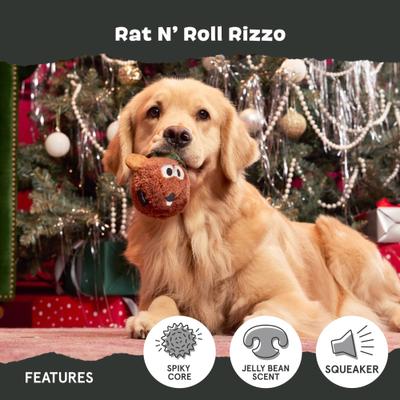 Show full view: BARK Rat N Roll Rizzo Squeaky Dog Chew Toy, Medium slide 3 of 6