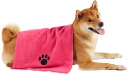 Bone Dry Embroidered Microfiber Dog Towel, Raspberry Sorbet, Small slide 1 of 6