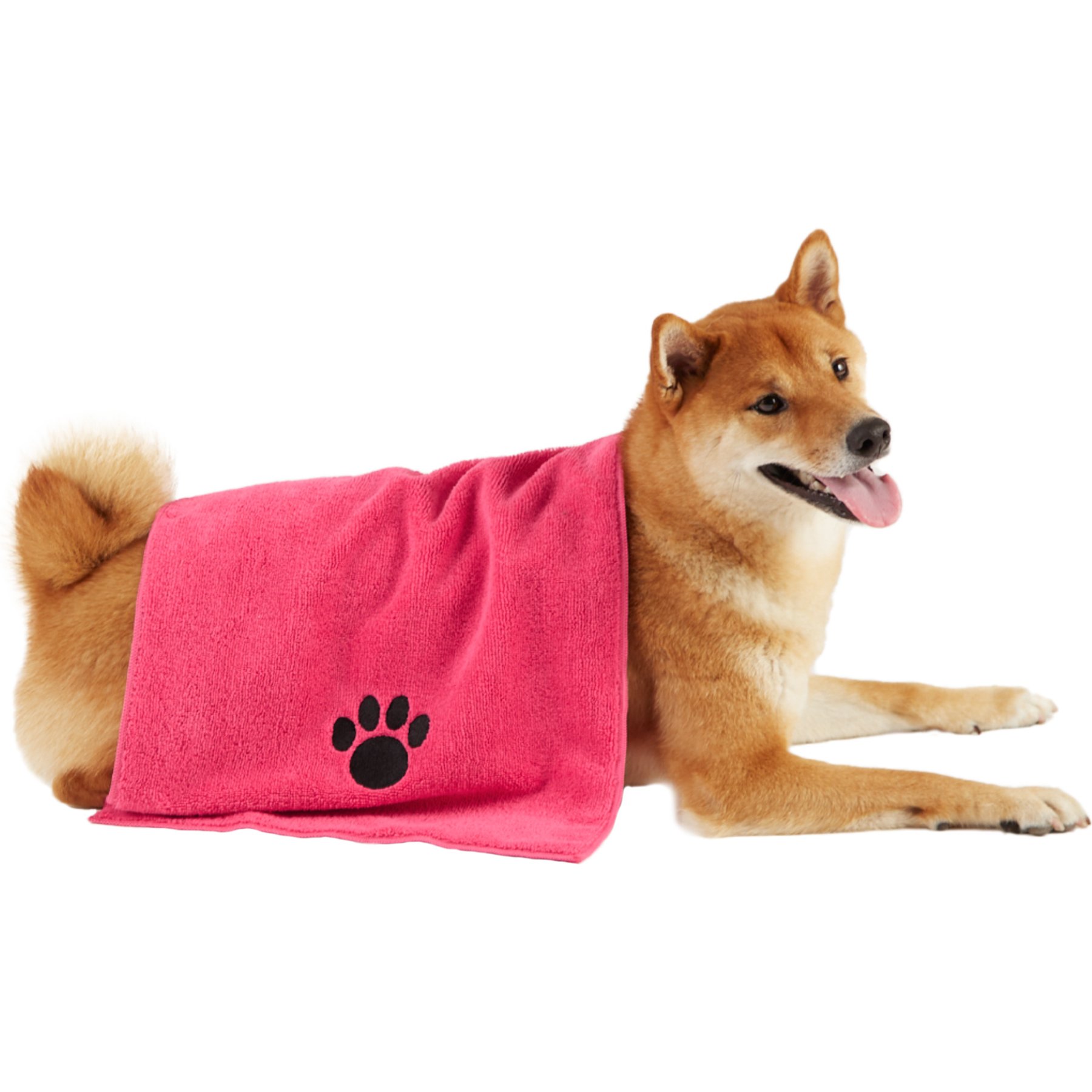 Bone Dry Embroidered Microfiber Dog Towel, Raspberry Sorbet, Small