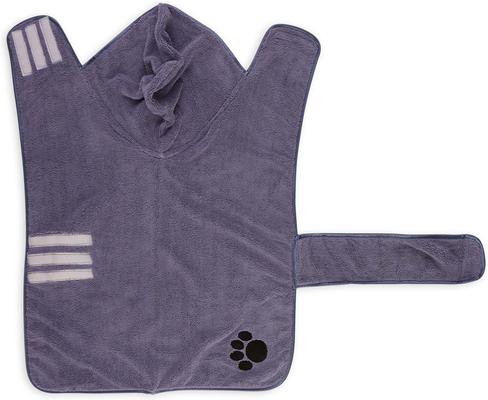Show full view: Bone Dry Embroidered Paw Microfiber Dog Robe, Stonewash Blue, Large slide 2 of 5