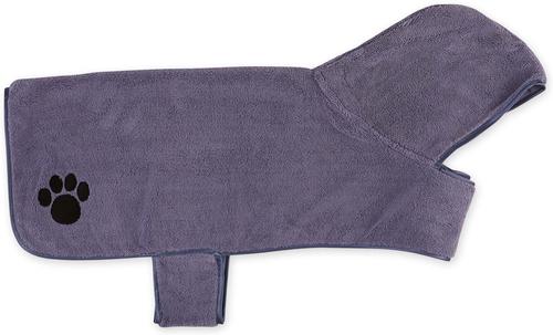 Show full view: Bone Dry Embroidered Paw Microfiber Dog Robe, Stonewash Blue, Large slide 3 of 5