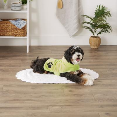 Show full view: Bone Dry Embroidered Paw Microfiber Dog Robe, Lettuce Green, Small slide 5 of 7