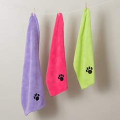Bone Dry Embroidered Paw Microfiber Dog Towel, Large, Lavender slide 2 of 6