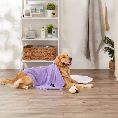 Show full view: Bone Dry Embroidered Paw Microfiber Dog Towel, Large, Lavender slide 4 of 6