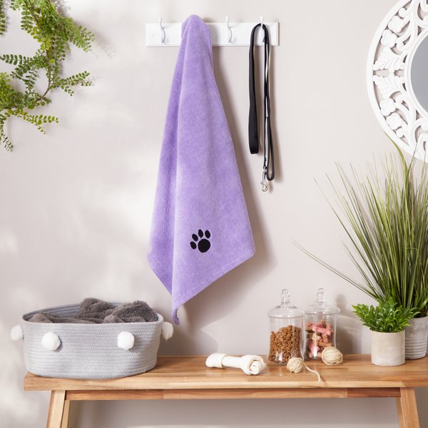 Show full view: Bone Dry Embroidered Paw Microfiber Dog Towel, Large, Lavender slide 5 of 6