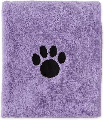 Show full view: Bone Dry Embroidered Paw Microfiber Dog Towel, Large, Lavender slide 2 of 6