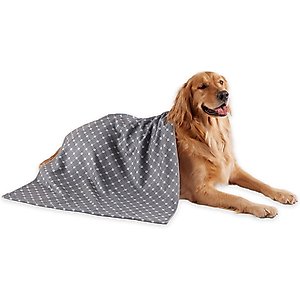 Bone Dry Embroidered Microfiber Dog Towel, Gray, Large