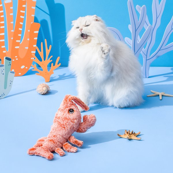 EYS Jumping Lobster Flop & Jump Interactive Plush Cat Toy with Catnip