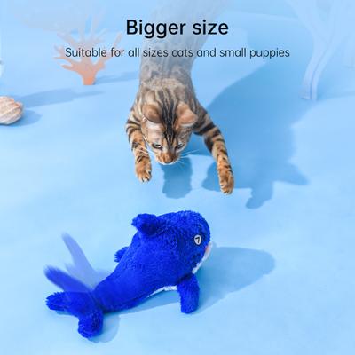 Show full view: EYS Biting Shark Flop & Jump Interactive Plush Cat Toy with Catnip slide 5 of 9
