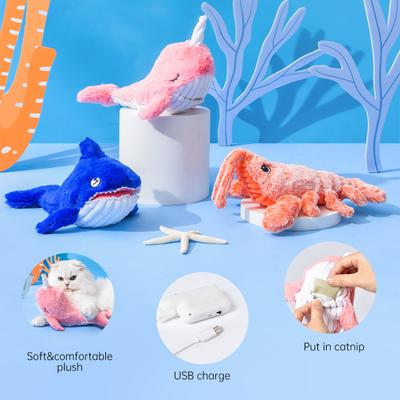 Show full view: EYS Biting Shark Flop & Jump Interactive Plush Cat Toy with Catnip slide 4 of 9