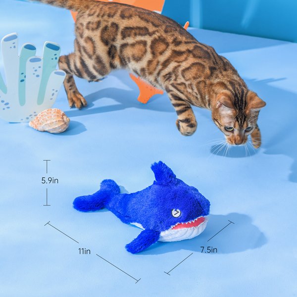 EYS Biting Shark Flop & Jump Interactive Plush Cat Toy with Catnip