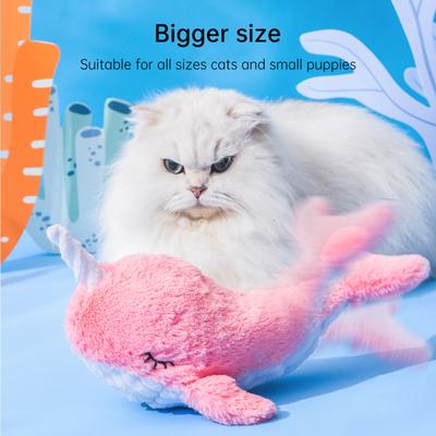 Show full view: EYS Narwhal Unicorn Whale Flop & Jump Interactive Plush Cat Toy with Catnip slide 6 of 10
