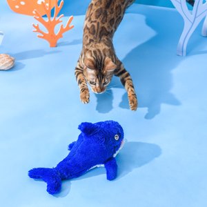 EYS Biting Shark Flop & Jump Interactive Plush Cat Toy with Catnip