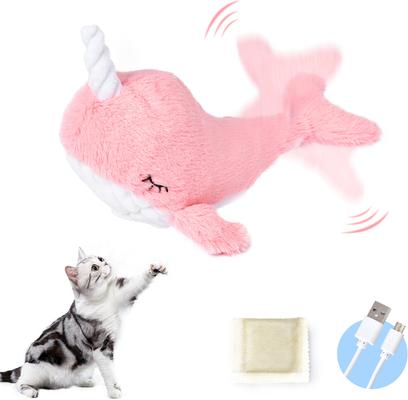 Show full view: EYS Narwhal Unicorn Whale Flop & Jump Interactive Plush Cat Toy with Catnip slide 5 of 10
