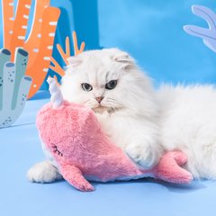 EYS Narwhal Unicorn Whale Flop & Jump Interactive Plush Cat Toy with Catnip