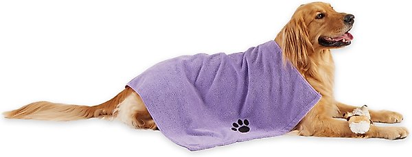 Show full view: Bone Dry Embroidered Paw Microfiber Dog Towel, Large, Lavender slide 1 of 6