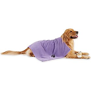 Bone Dry Embroidered Paw Microfiber Dog Towel, Large, Lavender