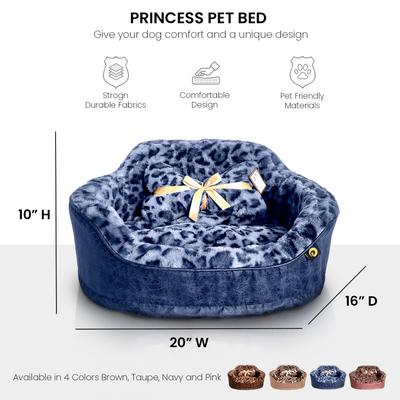 Show full view: Dream Black Label Leopard Princess Dog & Cat Bed, Navy, Medium slide 7 of 8
