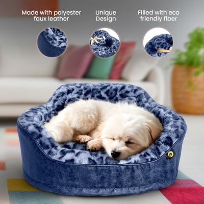 Show full view: Dream Black Label Leopard Princess Dog & Cat Bed, Navy, Medium slide 8 of 8