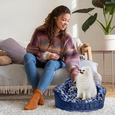 Show full view: Dream Black Label Leopard Princess Dog & Cat Bed, Navy, Medium slide 5 of 8