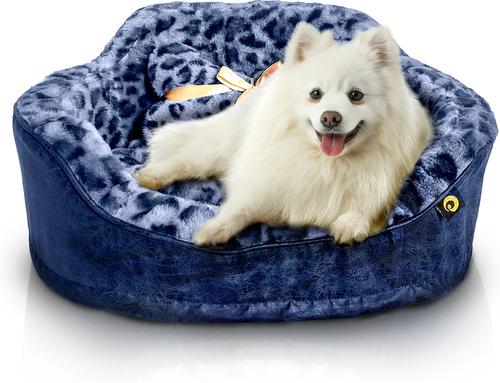 Show full view: Dream Black Label Leopard Princess Dog & Cat Bed, Navy, Medium slide 3 of 8