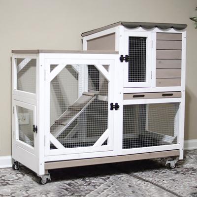 Show full view: Aivituvin Premium 2-Story Wooden Rabbit Hutch, Brown, 39-in slide 2 of 7