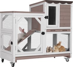 Aivituvin Premium 2-Story Wooden Rabbit Hutch, Brown, 39-in