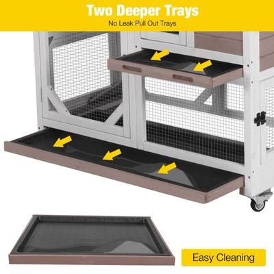 Show full view: Aivituvin Premium 2-Story Wooden Rabbit Hutch, Brown, 39-in slide 4 of 7