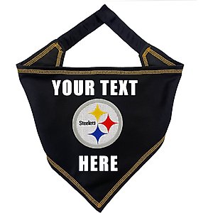 Pets First NFL Pittsburgh Steelers Personalized Dog Bandana, Large/X-Large