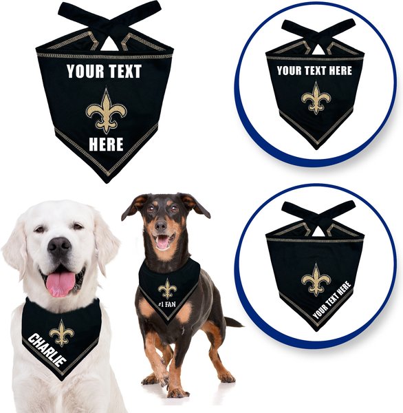 Show full view: Pets First NFL New Orleans Saints Personalized Dog Bandana, Small/Medium slide 3 of 5