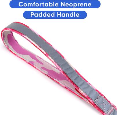 Show full view: Pawtitas Personalized Padded Reflective Dog Leash, Camouflage Pink, Medium/Large: 6-ft long, 1-in wide slide 7 of 10