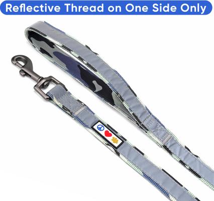 Show full view: Pawtitas Personalized Padded Reflective Dog Leash, Camouflage Grey, Medium/Large: 6-ft long, 1-in wide slide 6 of 10