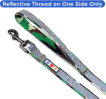 Show full view: Pawtitas Personalized Padded Reflective Dog Leash, Camouflage Green, Extra Small/Small: 6-ft long, 5/8-in wide slide 6 of 10